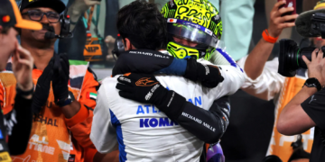 Carlos Sainz was on hand to congratulate Lando Norris on his title win in Abu Dhabi