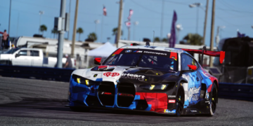 The #1 BMW Paul Miller Racing took the chequered flag courtesy of British driver Dan Harper. Image: Kevin Dejewski