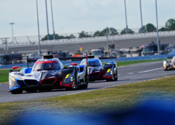 The #25 BMW took the lead in the morning at Daytona. Image: Kevin Dejewski