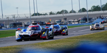 The #25 BMW took the lead in the morning at Daytona. Image: Kevin Dejewski