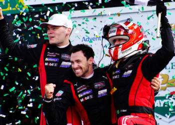 The #7 Porsche Penske held on to take victory. Image: Kevin Dejewski