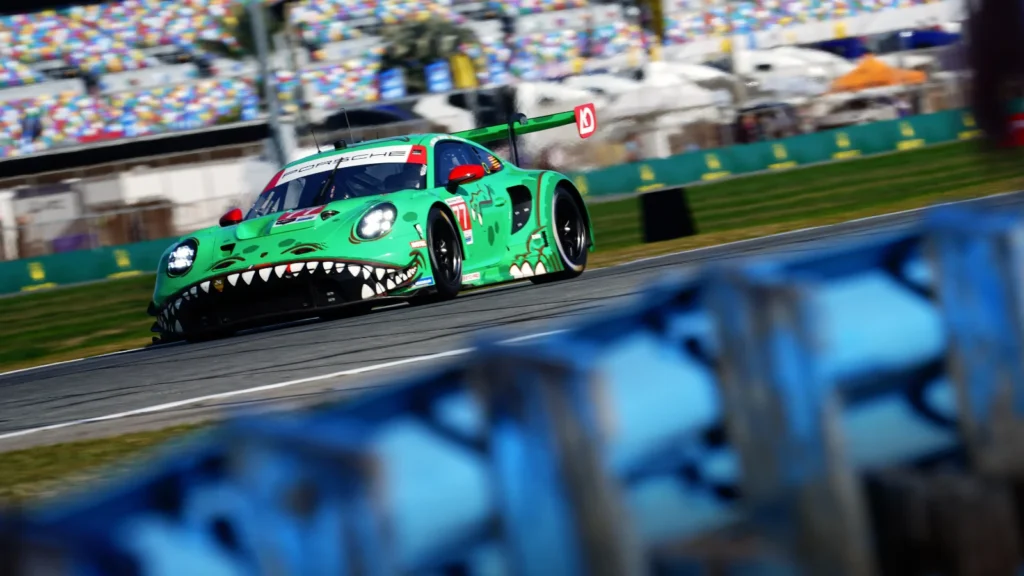 The #77 AO Racing Porsche, with Nick Tandy at the wheel, was down in the order