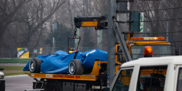 The VCARB 03 was returned to Racing Bulls via a flatbed truck after Arvid Lindblad's spin. Image: Filippo Perotti/@FP_Images_