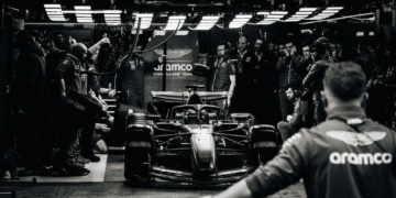 The Aston Martin AMR26 took to the track with a brief cameo at the Circuit de-Barcelona Catalunya on Thursday. Image: Aston Martin