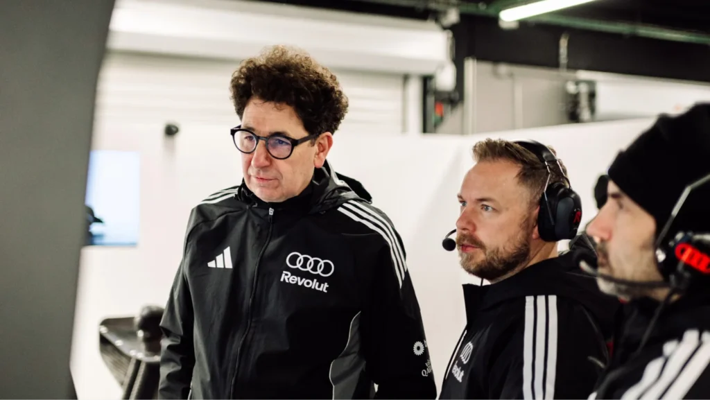 Mattia Binotto and the Audi team pore over the data to iron out all the early problems. Image: Audi