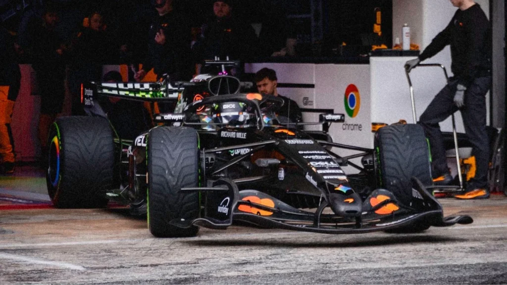 Lando Norris has taken the new McLaren out on track in Barcelona. Image: McLaren
