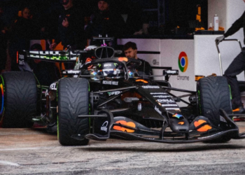 Lando Norris has taken the new McLaren out on track in Barcelona. Image: McLaren