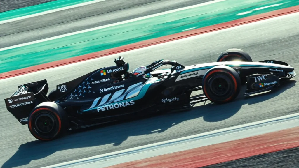 Mercedes have been putting in the miles in Barcelona. Image: Mercedes
