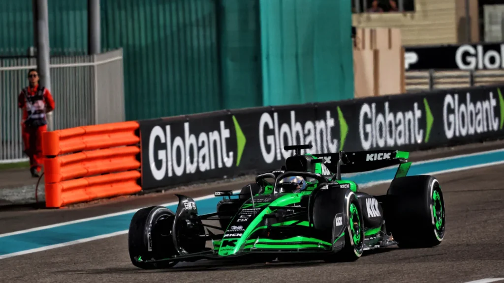 Valtteri Bottas limps back to the pits after his collision with Kevin Magnussen in the 2024 Abu Dhabi GP, the reason for his five-place grid penalty