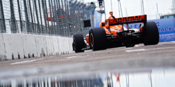 Lundgaard dodged puddles on the sides of the track to lap the fastest of all drivers. Photo: Kevin Dejewski