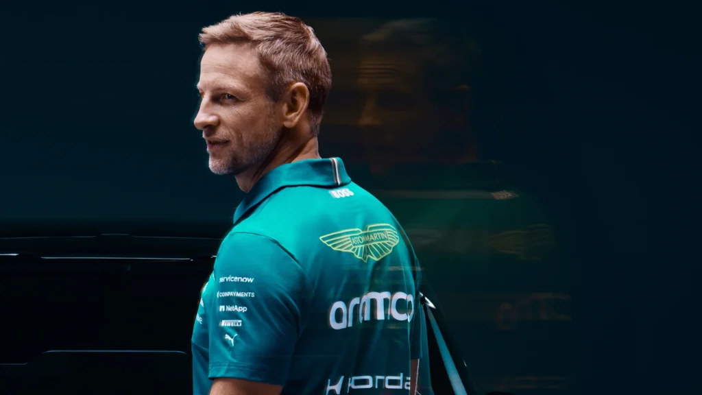 Jenson Button, via his new Aston Martin ambassador role, will reconnect with former team Honda. Image: Aston Martin