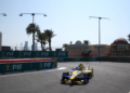 JEDDAH, SAUDI ARABIA - FEBRUARY 14: (EDITORS NOTE: A polarizing filter was used for this image) Zane Maloney of Barbados driving the (22) Lola Yamaha ABT Formula E Team Lola-Yamaha T001 during practice ahead of the Jeddah E-Prix, Round 3 of the 2025 FIA Formula E World Championship at Jeddah Corniche Circuit on February 14, 2025 in Jeddah, Saudi Arabia. (Photo by Oscar Lumley/LAT Images)