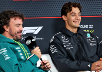 George Russell might expect to see Fernando Alonso alongside him on track, as well as off it, this year