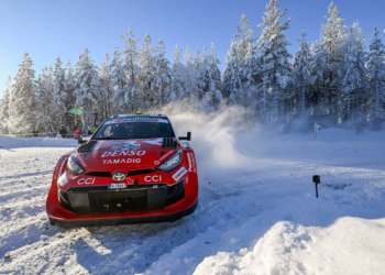 Elfyn Evans in charge on Rally Sweden
