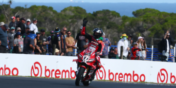 Nicolo Bulega seals Australian WorldSBK hat trick with dominant wet weather Race 2 victory