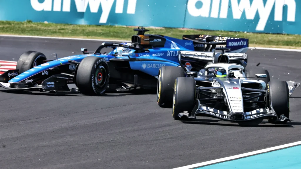 Alex Albon and Sergio Perez had a moment of contact