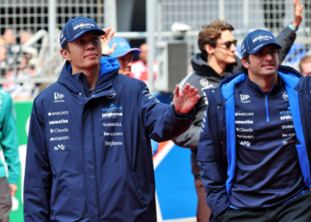 Alex Albon made it only as far as the drivers' parade in China