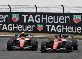 Lewis Hamilton (GBR) Scuderia Ferrari SF-26 and Charles Leclerc (MON) Scuderia Ferrari SF-26 battle for position. 15.03.2026. Formula 1 World Championship, Rd 2, Chinese Grand Prix, Shanghai, China, Race Day.