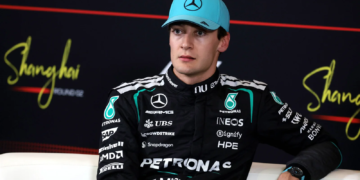 George Russell has relieved his chaotic qualifying session in Shanghai