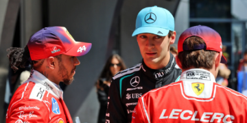 George Russell was faced with another Ferrari battle early in the race