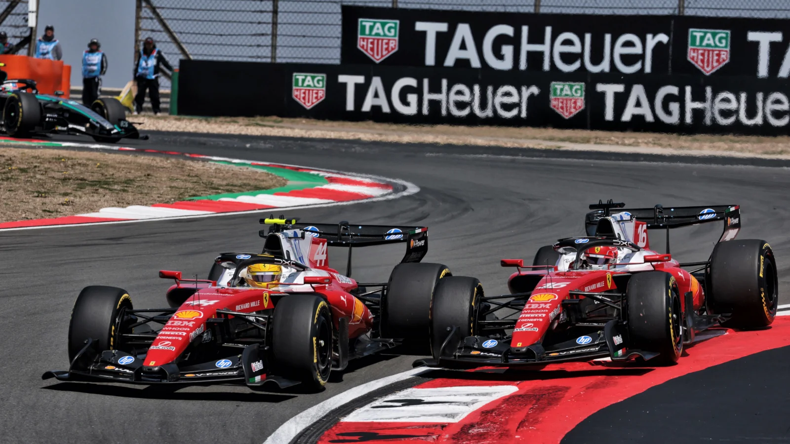 Lewis Hamilton and Charles Leclerc created a few nervous moments for Ferrari