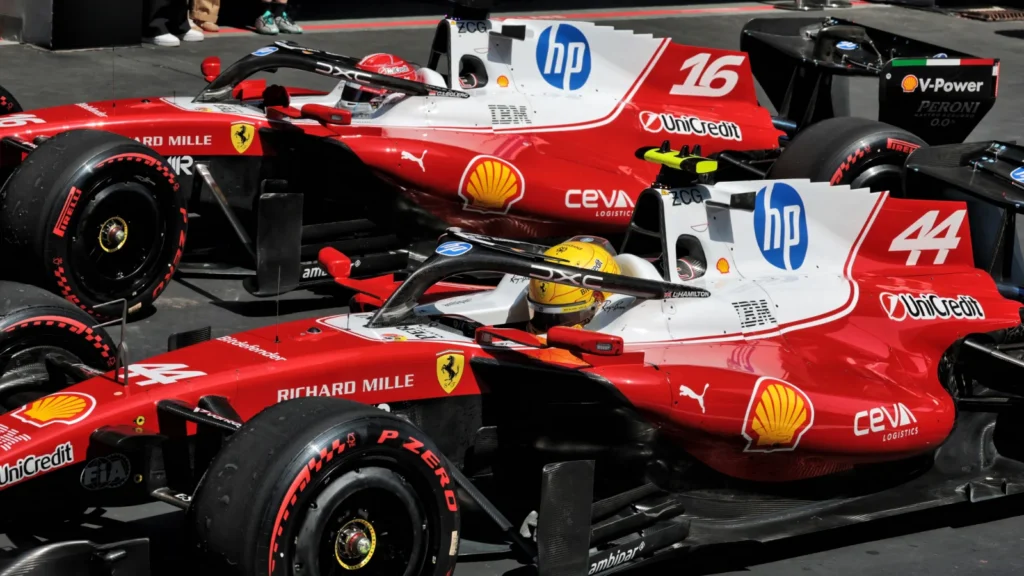 Lewis Hamilton was eventually third behind teammate Charles Leclerc