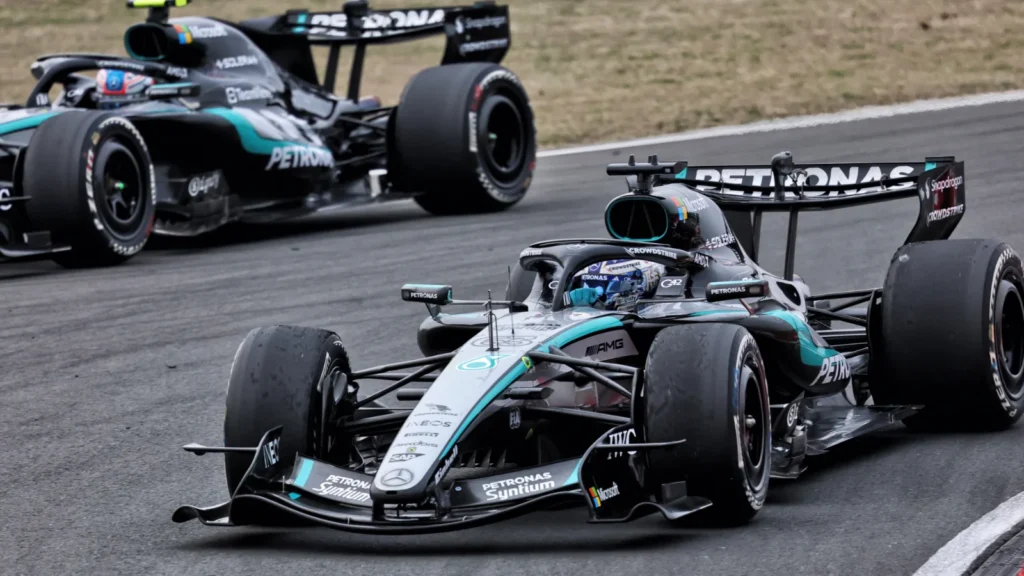 Mercedes completed its third successive 1-2, with George Russell following maiden race-winner Kimi Antonelli in China