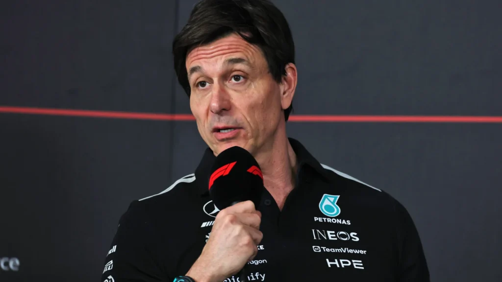Toto Wolff (GER) Mercedes AMG Formula One Team Shareholder and Executive Director in the FIA Press Conference. 19.02.2026. Formula 1 Testing, Bahrain Test Two, Sakhir, Bahrain, Day Two