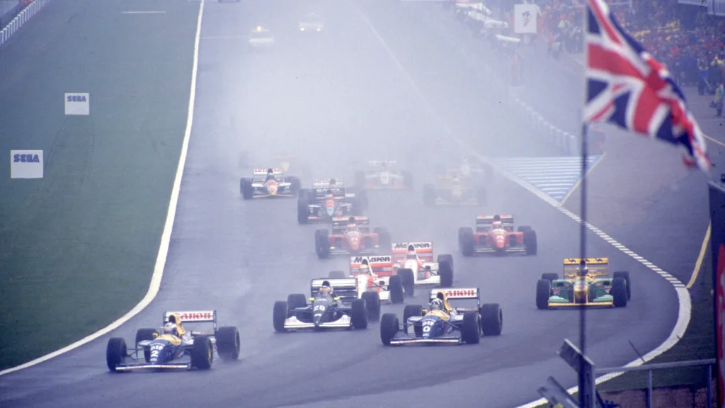 Ayrton Senna fell back to fifth at the start of the race, but by the time he reached Turn 1 again, he would be in the lead of it