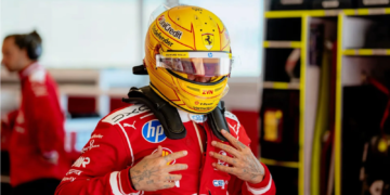Lewis Hamilton got behind the wheel of his Ferrari for a Pirelli test in Italy