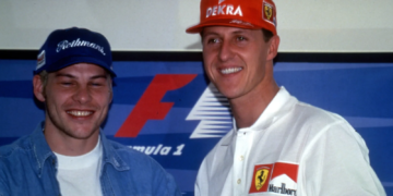 Michael Schumacher faced Jacques Villeneuve for the F1 title in 1997, with a controversial finish