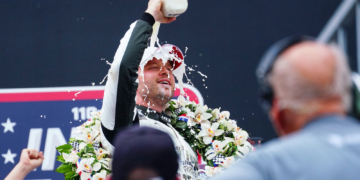 Rosenqvist was ecstatic to taste milk in victory lane. Photo: Kevin Dejewski