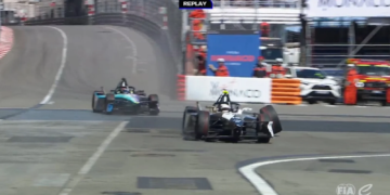 Antonio Felix da Costa and Dan Ticktum collided in the late stages of Race 1 of the Monaco E-Prix