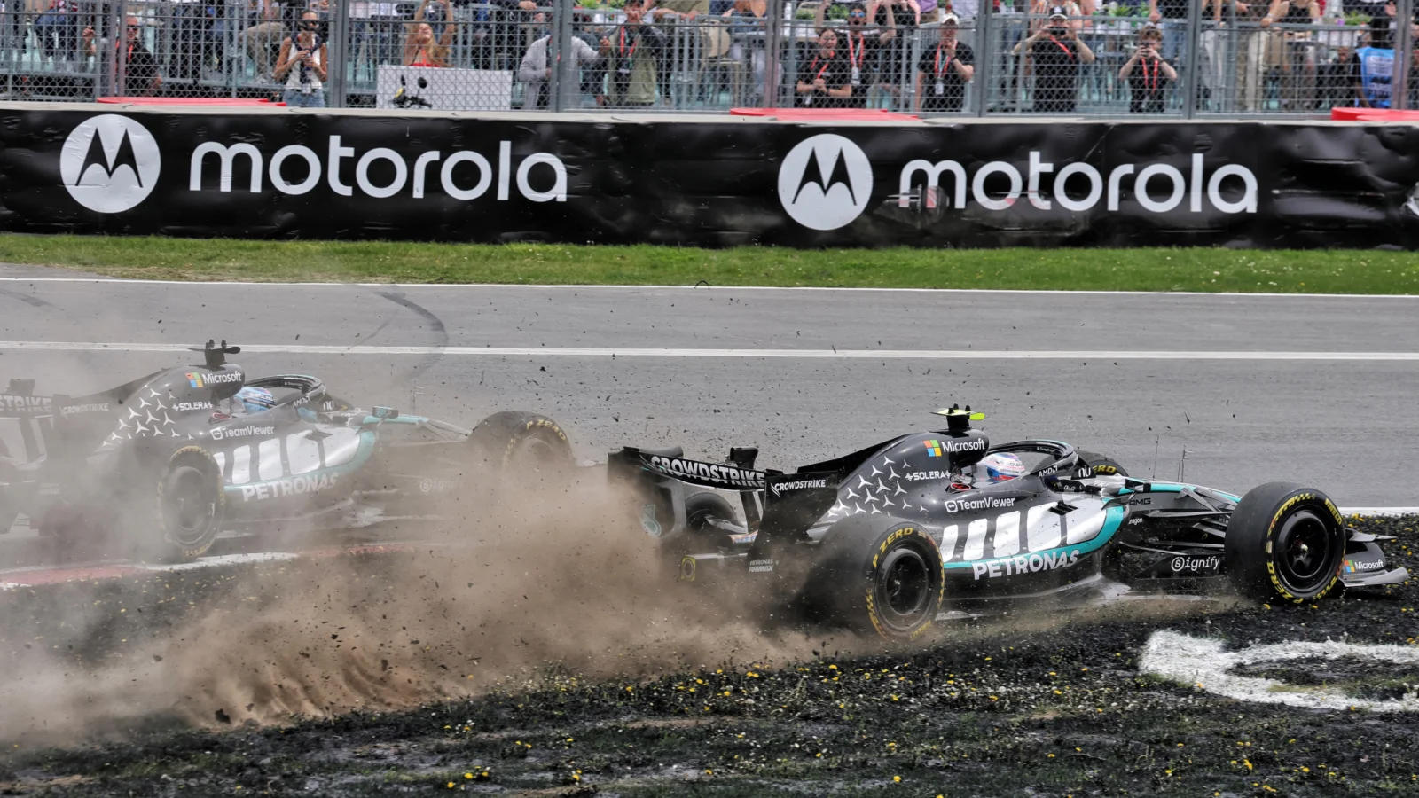 The Mercedes duo got too close for comfort in the F1 Canada Sprint