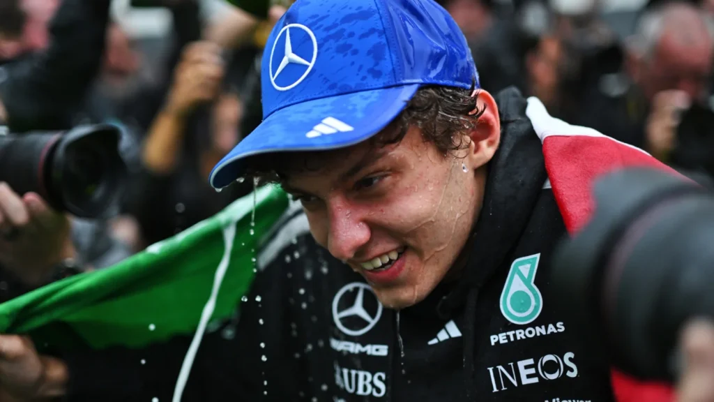 George Russell's retirement gave Kimi Antonelli the victory and a huge lead in the standings