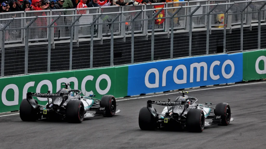 The Mercedes pair was locked in, set for a classic F1 duel, but Russell retired soon after