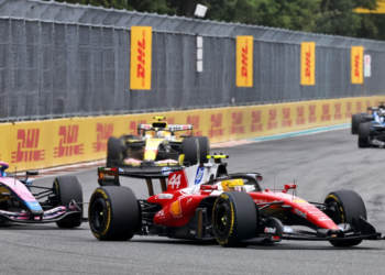 Lewis Hamilton and Franco Colapinto jostled for position early on in Miami