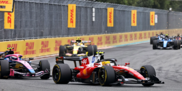 Lewis Hamilton and Franco Colapinto jostled for position early on in Miami