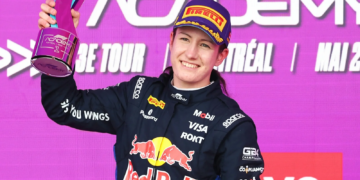 Alisha Palmowski on the podium in Montreal. Photo: F1 Academy via X