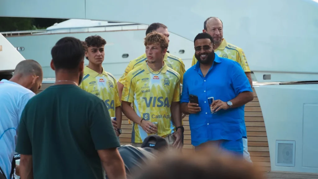 DJ Khaled was in attendance at the launch of Racing Bulls' special Miami livery. Image: Elizabeth Blackstock