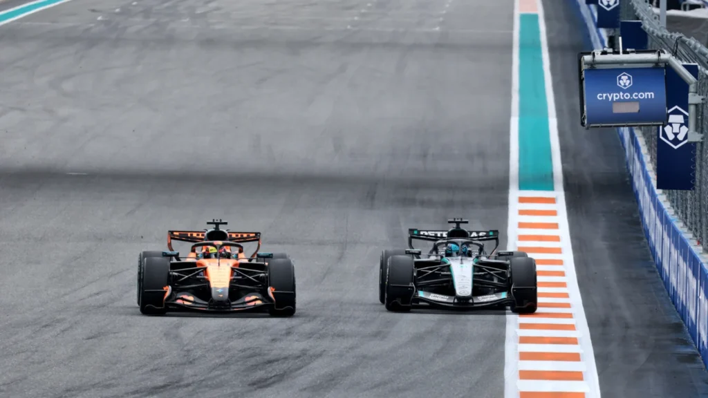 George Russell F1 Mercedes pace deficit to McLaren and Ferrari