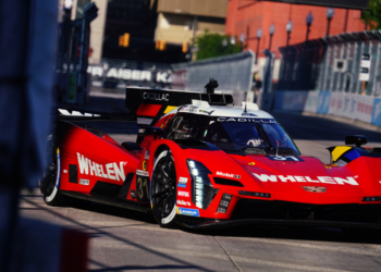 Cadillac’s Earl Bamber on IMSA pole in Detroit