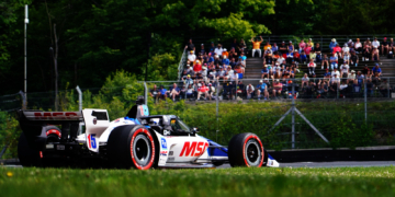 Rahal drives through Canada Corner, the site of the incident. Photo: Kevin Dejewski