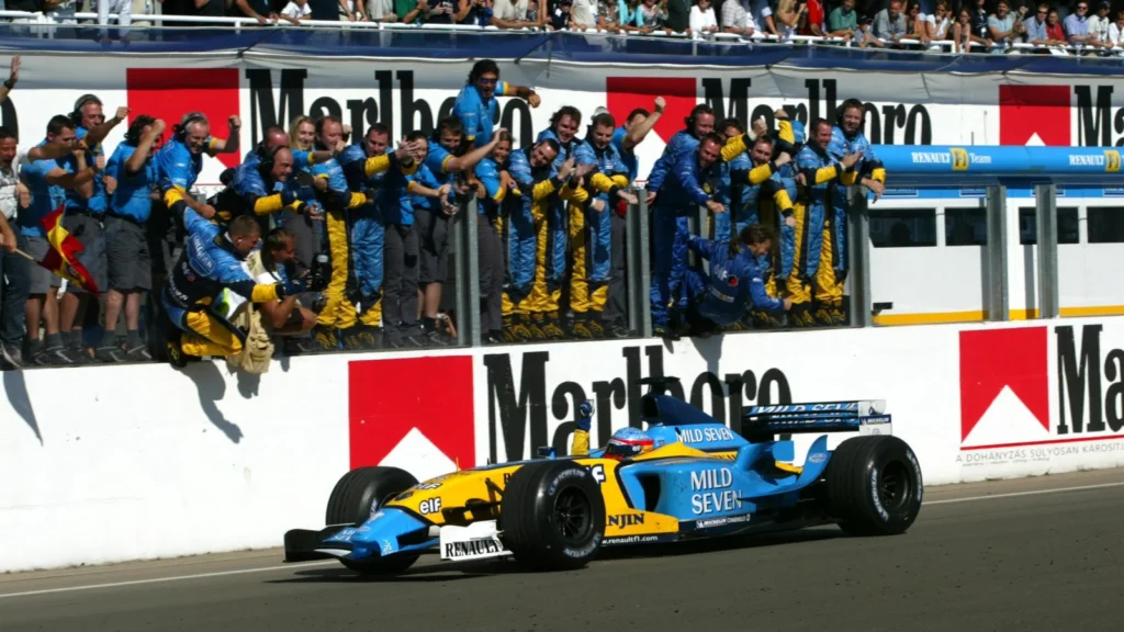 Alonso took a memorable first win in Hungary 2003