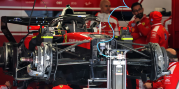 Scuderia Ferrari SF-26 being prepared in the pit garage. 12.03.2026. Formula 1 World Championship, Rd 2, Chinese Grand Prix, Shanghai, China, Preparation Day.