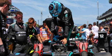 George Russell finished second in the Barcelona-Catalunya GP