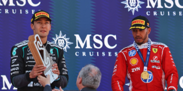 George Russell shared the podium with Lewis Hamilton in Spain, and expects to continue to