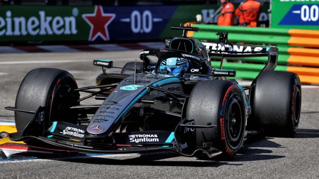 George Russell ended up sixth on the grid, almost four tenths off Antonelli, who took pole position