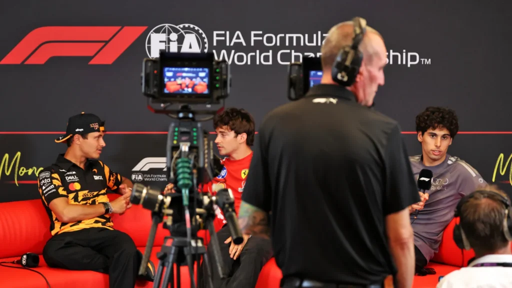 Lando Norris and Charles Leclerc held up Audi's Gabriel Bortoleto in Thursday's press conference