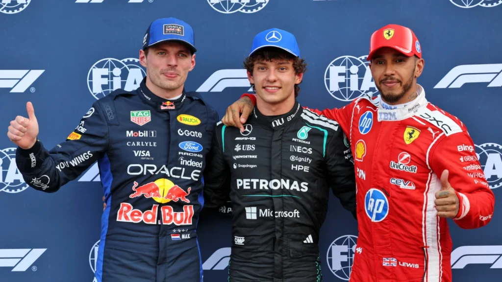 Max Verstappen will be wary of Lewis Hamilton as the fast-starting Ferrari lines up just behind him